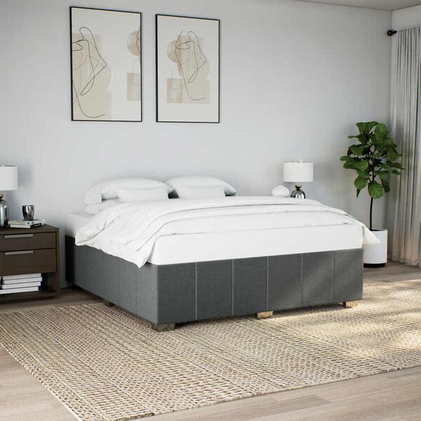 vidaXL Cadre de lit sans matelas gris fonc&eacute; tissu