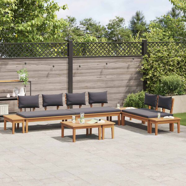 vidaXL Ensemble de canap&eacute; de jardin 5 pcs Marron et gris