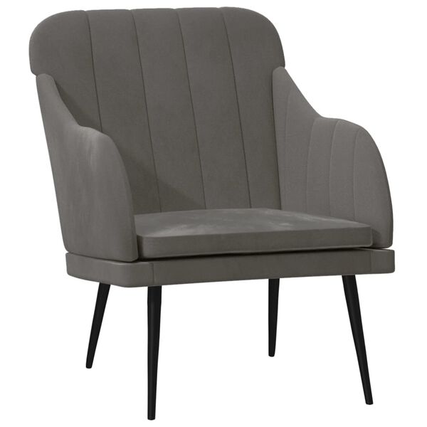vidaXL Fauteuil Gris foncé 63x76x80 cm Velours