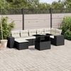 vidaXL Salon de jardin 8 pcs avec coussins noir r&eacute;sine tress&eacute;e