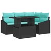 vidaXL Ensemble de canap&eacute; de jardin R&eacute;glable 5 pcs Noir et turquoise