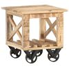 vidaXL Table d'appoint avec roues 40x40x42 cm Bois de manguier brut