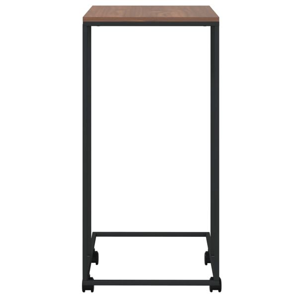 vidaXL Table d'appoint avec roues Noir 40x30x63,5 cm Bois d'ing&eacute;nierie