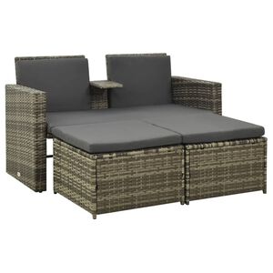 vidaXL Salon de jardin 3 pcs avec coussins R&eacute;sine tress&eacute;e Gris
