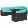 vidaXL Ensemble de canap&eacute; de jardin 9 pcs Noir et Bleu polyrotin