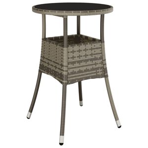 vidaXL Table de jardin &Oslash;60x75 cm Verre tremp&eacute;/r&eacute;sine tress&eacute;e Gris