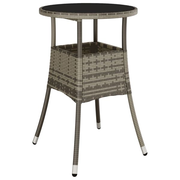 vidaXL Table de jardin &Oslash;60x75 cm Verre tremp&eacute;/r&eacute;sine tress&eacute;e Gris