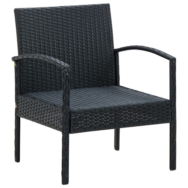 vidaXL Chaise de jardin avec coussin Résine tressée Noir
