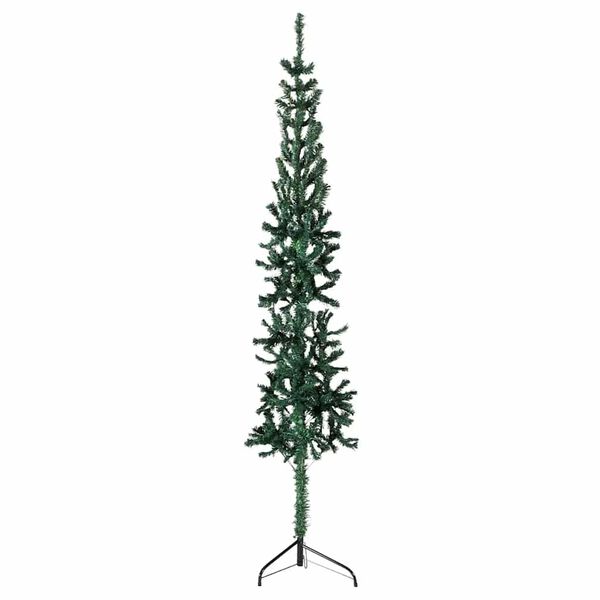 vidaXL Demi sapin de No&euml;l artificiel mince avec support Vert 240 cm
