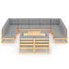 vidaXL Salon de jardin 12 pcs avec coussins Bois de pin massif