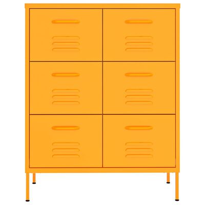 vidaXL Armoire à tiroirs Jaune moutarde 80x35x101,5 cm Acier