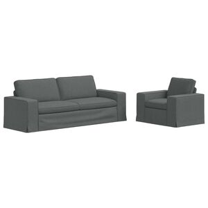 vidaXL Ensemble de Canap&eacute;s 2 pcs Gris fonc&eacute; 182 x 80 x 82 cm tissu