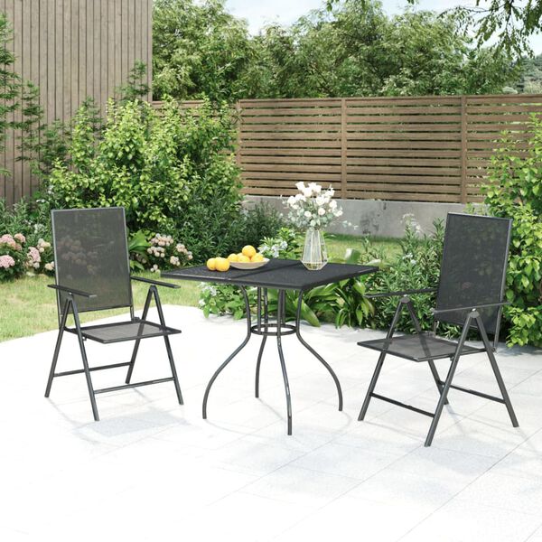 vidaXL Ensemble &agrave; manger de jardin 3 pcs anthracite acier