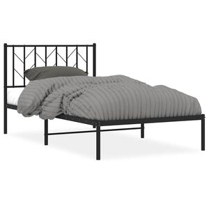 vidaXL Cadre de lit m&eacute;tal sans matelas avec t&ecirc;te de lit noir 100x200cm