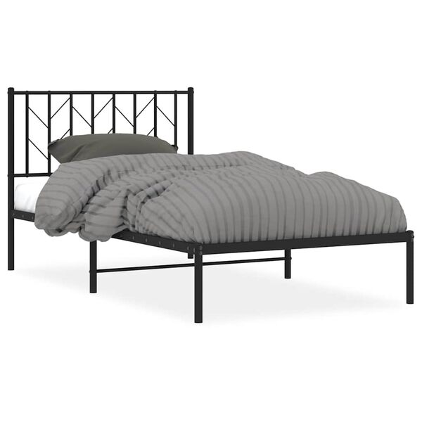 vidaXL Cadre de lit m&eacute;tal sans matelas avec t&ecirc;te de lit noir 100x200cm