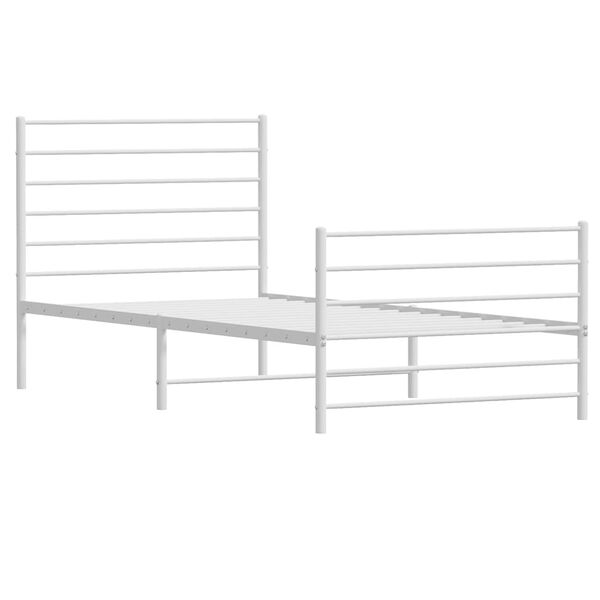 vidaXL Cadre de lit métal sans matelas et pied de lit blanc 100x190 cm