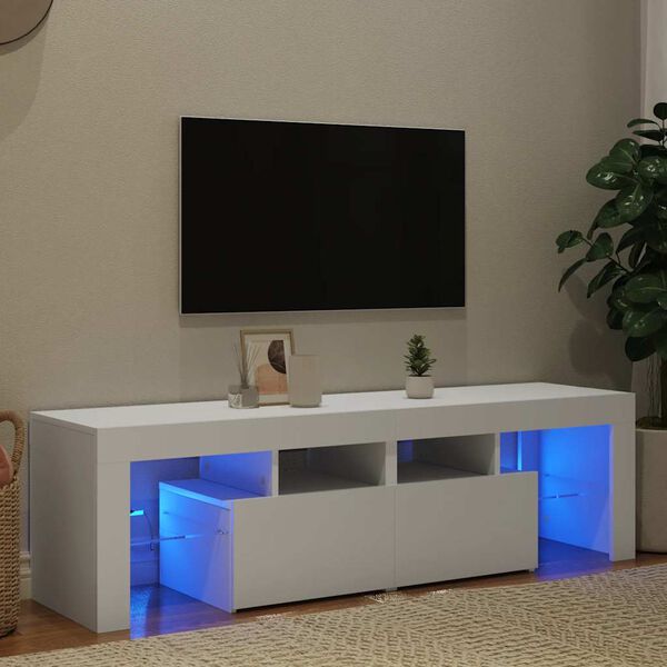 vidaXL Meuble TV avec lumi&egrave;res LED Blanc 140x36,5x40 cm