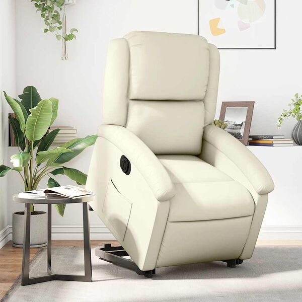 vidaXL Fauteuil inclinable &eacute;lectrique cr&egrave;me similicuir