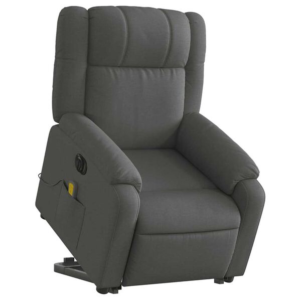 vidaXL Fauteuil inclinable de massage &eacute;lectrique gris fonc&eacute; tissu