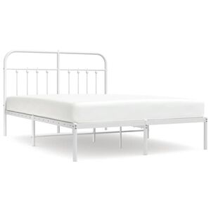 vidaXL Cadre de lit métal sans matelas et tête de lit blanc 150x200 cm
