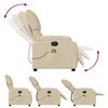 vidaXL Fauteuil inclinable de massage électrique crème tissu