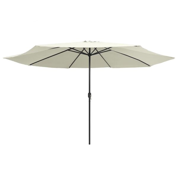vidaXL Parasol de jardin avec mât en métal 390 cm blanc sable