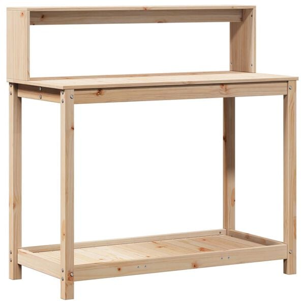 vidaXL Table de rempotage et étagères 108x50x109,5 cm bois massif pin