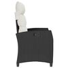 vidaXL Chaise de jardin inclinable avec table d'appoint noir polyrotin