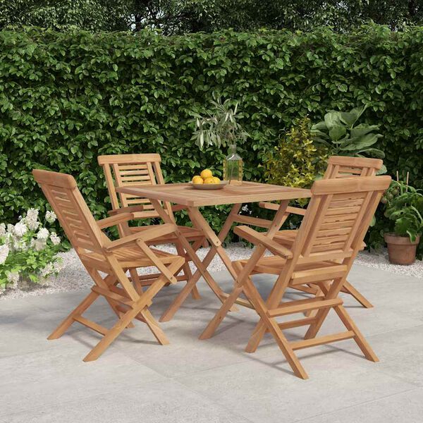 vidaXL Ensemble &agrave; manger de jardin 5 pcs Bois de teck massif