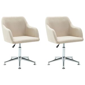 vidaXL Chaises pivotantes &agrave; manger lot de 2 cr&egrave;me tissu