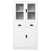 vidaXL Armoire de bureau Blanc 90x40x180 cm Acier et verre tremp&eacute;