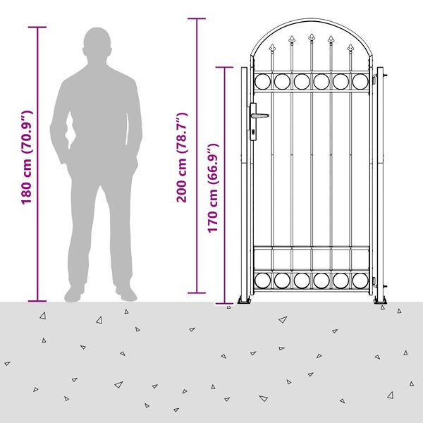 vidaXL Poteau de cl&ocirc;ture. Gris 200 x 88 x 14 cm Acier