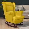 vidaXL Fauteuil &agrave; bascule &agrave; oreilles en velours jaune bois massif