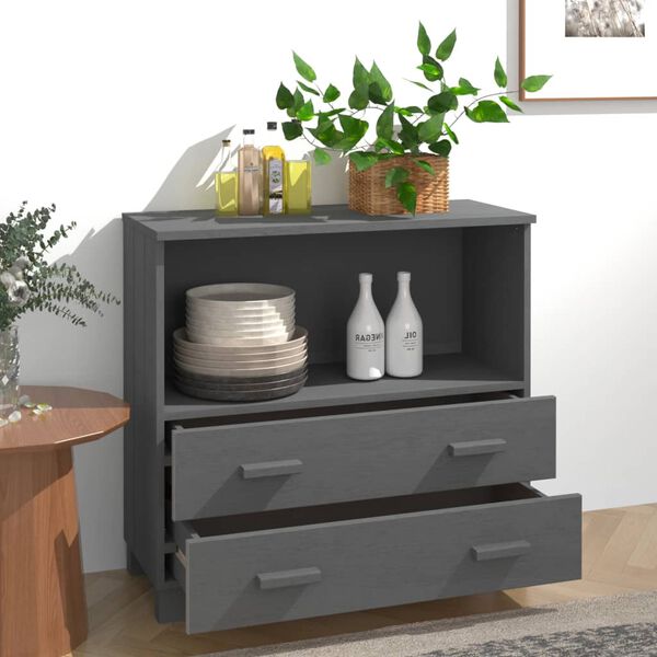 vidaXL Buffet HAMAR Gris foncé 85x35x80 cm Bois massif de pin