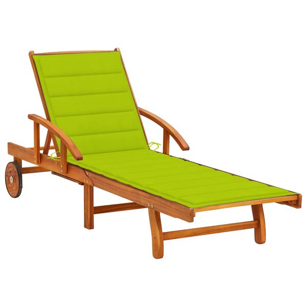vidaXL Chaise longue de jardin avec coussin Bois d'acacia solide
