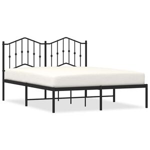 vidaXL Cadre de lit métal sans matelas avec tête de lit noir 150x200cm
