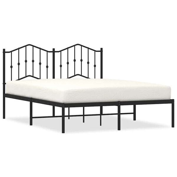 vidaXL Cadre de lit métal sans matelas avec tête de lit noir 150x200cm
