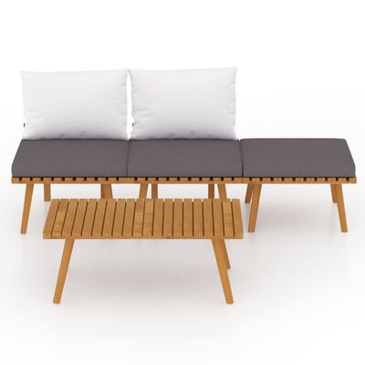 vidaXL Salon de jardin 4 pcs avec coussins Bois d'acacia solide