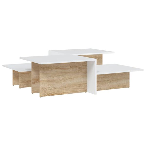vidaXL Tables basses 2 pcs chêne sonoma et blanc bois d'ingénierie