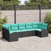 vidaXL Ensemble de canapé de jardin 7 pcs Noir et turquoise polyrotin