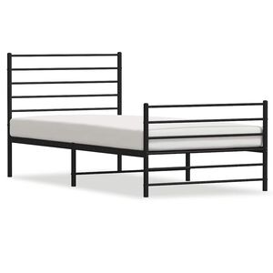 vidaXL Cadre de lit m&eacute;tal sans matelas avec pied de lit noir 100x190cm