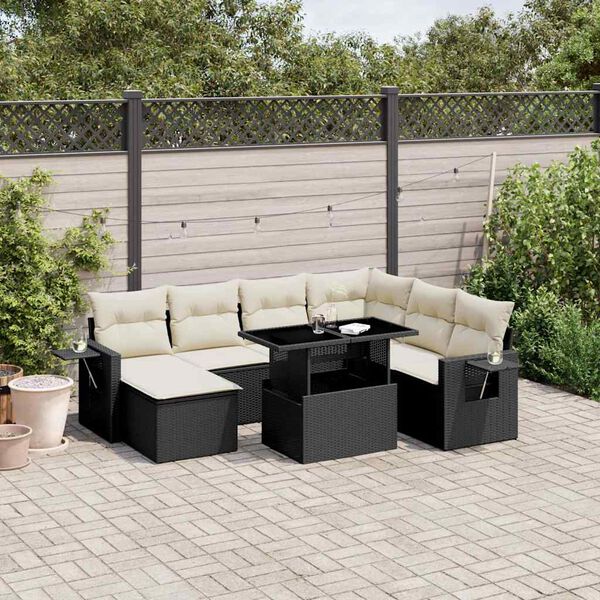 vidaXL Salon de jardin 9 pcs avec coussins noir r&eacute;sine tress&eacute;e