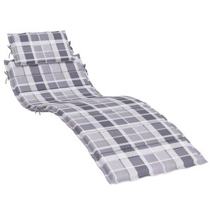 vidaXL Coussin de chaise longue &agrave; carreaux gris 186x58x4 cm