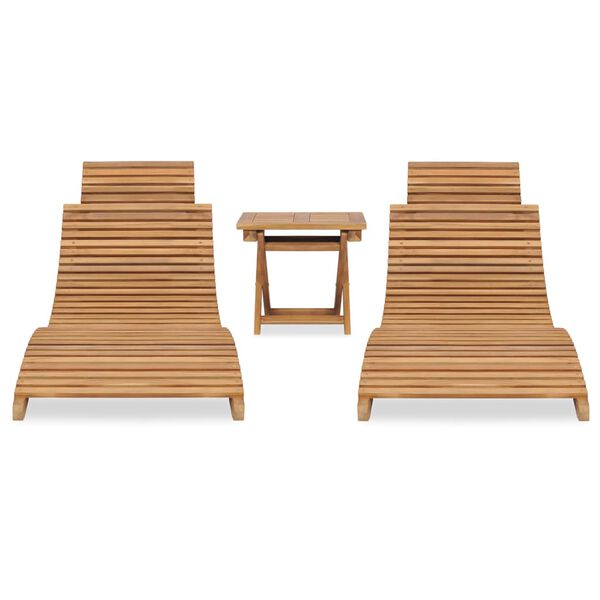 vidaXL Salon de jardin pliable 3 pcs Bois de teck solide