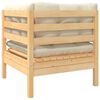 vidaXL Canapé d'angle de jardin avec coussins crème Bois de pin massif