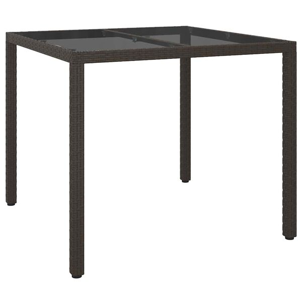 vidaXL Table de jardin pour repas Marron 90 x 90 x 75 cm Poly rotin