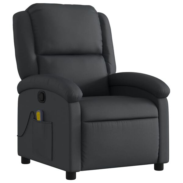 vidaXL Fauteuil de massage inclinable noir cuir véritable