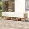 vidaXL Salon de jardin 4 pcs avec coussins blanc cr&egrave;me bambou