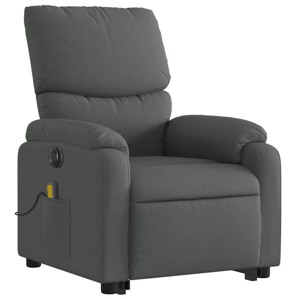 vidaXL Fauteuil inclinable de massage électrique gris foncé tissu