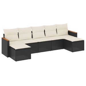 vidaXL Salon de jardin 7 pcs avec coussins noir r&eacute;sine tress&eacute;e